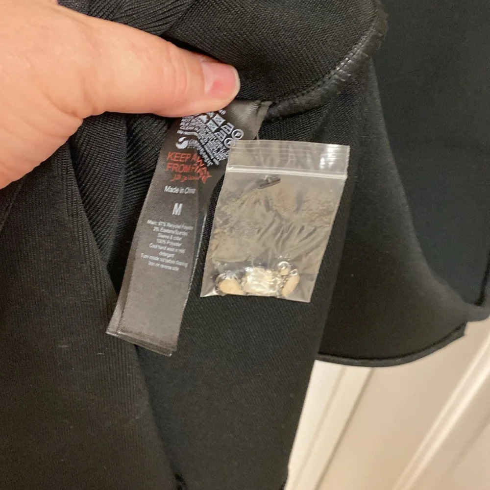 Karen Millen Black Sheath Dress with Notched Collar and Bishop Sleeves - Picture 6 of 15